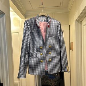 Veronica Beard Gingham Blazer with Gold Accents